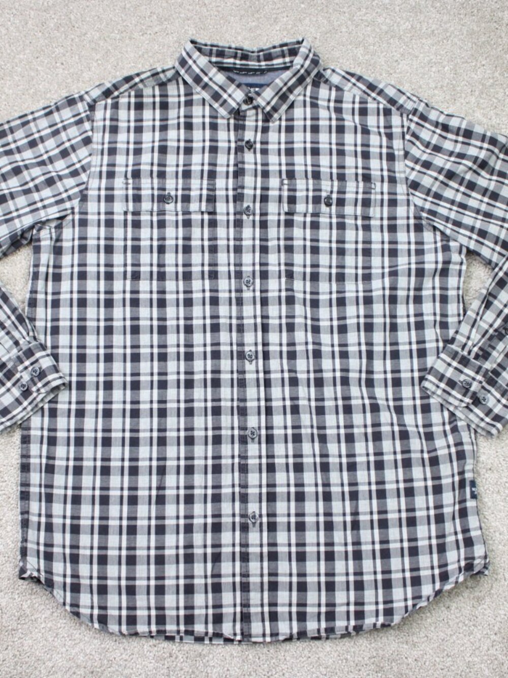 The North Face Shirt Mens Large Blue Checkered 100% Cotton Long Sleeve Button